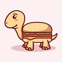 illustration mignonne de burger et de tortue. style de dessin animé plat animal vecteur