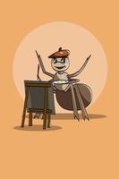 araignée animale mignonne avec illustration de conception de personnage de peinture vecteur