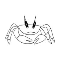 doodle dessiné à la main de crabe. , minimalisme, scandinave, monochrome, icône d'autocollant de griffes de la vie marine nordique vecteur