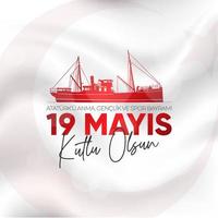 19 mayis ataturk'u anma, genclik ve spor bayrami. 19 mai commémoration d'ataturk, journée de la jeunesse et des sports. vecteur