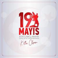 19 mayis ataturk'u anma, genclik ve spor bayrami. 19 mai commémoration d'ataturk, journée de la jeunesse et des sports. vecteur