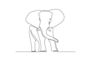 ligne continue d'éléphant debout marchant. dessin au trait unique d'éléphant sauvage. illustration vectorielle vecteur