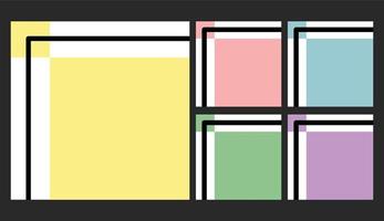 ensemble de bannières de modèles de rayures pastel colorées. fond carré vert, violet, bleu jaune, rose. vecteur