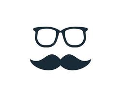 visage vintage avec lunettes et moustache icône logo vectoriel modèle illustration design