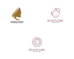 ensemble d'illustration vectorielle de conception de logo de visage de femme, silhouette de fille pour les cosmétiques, beauté, salon, santé et spa, thèmes de mode vecteur