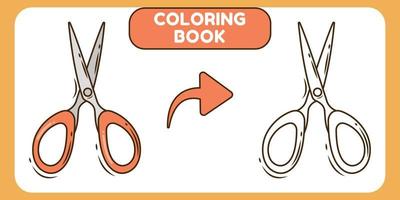 livre de coloriage de doodle de dessin animé dessiné à la main de ciseaux mignons pour les enfants vecteur