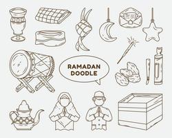 coloriage de doodle de dessin animé d'élément de ramadan dessiné à la main vecteur