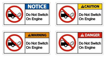 ne pas allumer le signe du moteur sur fond blanc vecteur