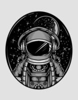 illustration style monochrome astronaute vintage vecteur