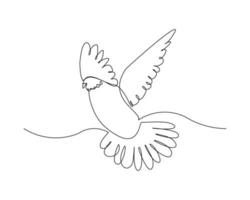 dessin en ligne continu du symbole de la colombe de l'amour et de la pièce. dessin au trait unique de pigeon. illustration vectorielle vecteur