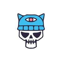 tête de mort avec chapeau de chat illuminati. illustration pour t-shirt, affiche, logo, autocollant ou marchandise vestimentaire. vecteur
