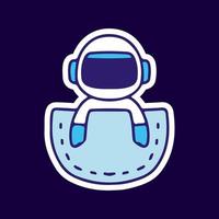 astronaute mignon dans la poche. illustration pour t-shirt, affiche, logo, autocollant ou marchandise vestimentaire. vecteur