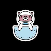 adorable ours astronaute dans la poche. illustration pour t-shirt, affiche, logo, autocollant ou marchandise vestimentaire. vecteur