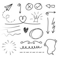 éléments de doodle ensemble dessinés à la main pour la conception de concept. illustration vectorielle. vecteur