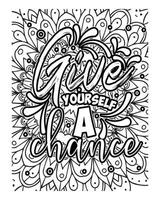 citations de motivation lettrage coloriage, citations inspirantes conception de page de livre de coloriage, conception de page de coloriage. vecteur