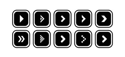 ensemble d'icônes d'illustration de flèche noire sous la forme d'un carré arrondi vecteur