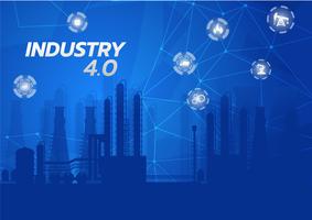 Image de concept de l&#39;industrie 4.0. instruments industriels dans l&#39;usine, réseau Internet des objets vecteur