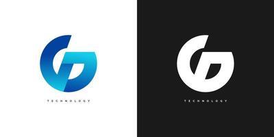 création de logo lettre g moderne en dégradé bleu et concept futuriste. g modèle de conception de logo pour l'identité de l'entreprise vecteur