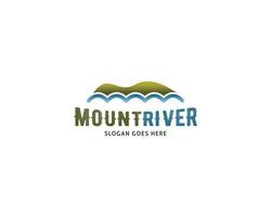 modèle de conception de logo de rivière de montagne vecteur