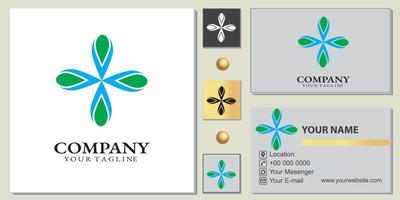 modèle premium de logo d'entreprise abstrait bleu et vert avec élégant vecteur de carte de visite eps 10