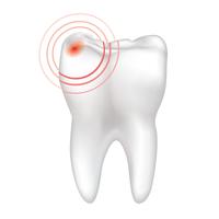 Signe de douleur dentaire isolé. Signe de dents blanches. Illustration médicale dentaire. vecteur