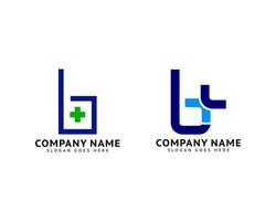 ensemble de lettre initiale b croix plus logo, conception de modèle de logo de soins de santé médicaux vecteur