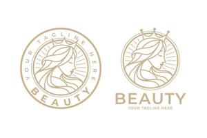 modèle de logo beauté femme reine vecteur