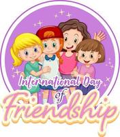 bannière de la journée internationale de l'amitié avec un groupe d'enfants vecteur