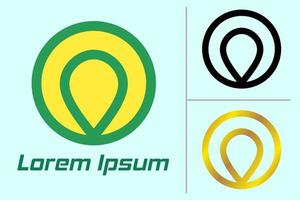 vecteur de logo d'icône de broche simple en cercle. icônes luxueuses vert-jaune, noir et or.