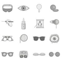 ensemble d'icônes d'ophtalmologie, style monochrome gris vecteur