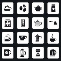 jeu d'icônes de café, style simple vecteur