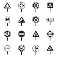 ensemble d'icônes de signalisation routière différente, style simple vecteur