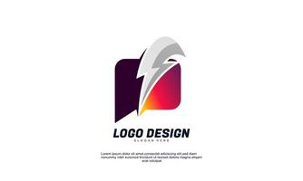 chat vectoriel stock et création de logo flash pour la marque de l'entreprise avec un design plat multicolore