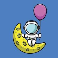 astronaute mignon tenant illustration d'icône de vecteur de dessin animé bitcoin. science finance icône concept isolé vecteur premium. style de dessin animé plat