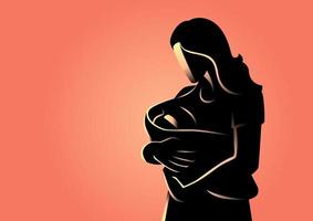 femme tenant son bébé vecteur