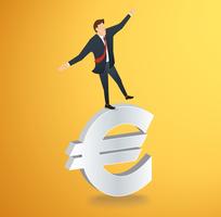 homme d&#39;affaires ou homme marchant en équilibre sur le vecteur icône Euro