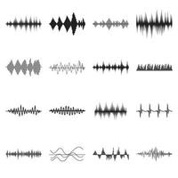 jeu d'icônes d'onde sonore, style simple vecteur