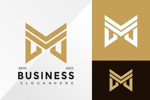 lettre d'or m marque identité logo design illustration vectorielle modèle vecteur