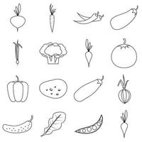 jeu d'icônes de légumes, style de contour vecteur