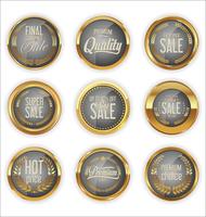 Collection de design vintage rétro des étiquettes de vente d&#39;or vecteur