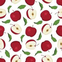 modèle sans couture de vecteur avec des pommes rouges mûres