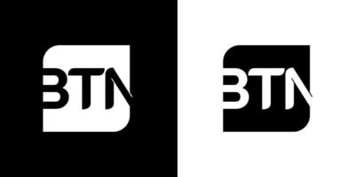 lettre btn logo. sur la couleur noir et blanc. modèle vectoriel simple, rond, carré, premium et luxe