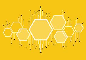 ruche d&#39;abeille abstrait, hexagone et fond de ligne de technologie vecteur