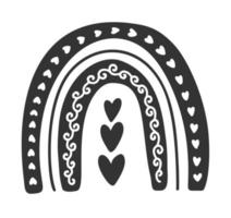 coeur arc-en-ciel de vecteur de saint-valentin dans un style scandinave de dessin animé isolé sur blanc pour les enfants. illustration mignonne dans un style dessiné à la main pour affiches, estampes, cartes, tissus, livres pour enfants, design d'intérieur