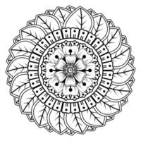 motif circulaire en forme de mandala pour henné, mehndi, tatouage, décoration. page de livre de coloriage. vecteur