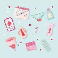 dix icônes de la période menstruelle vecteur