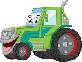 personnage de dessin animé drôle de mascotte de tracteur vert vecteur