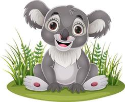 dessin animé mignon bébé koala assis dans l'herbe vecteur