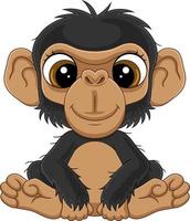 dessin animé mignon bébé chimpanzé assis vecteur