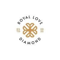 style de ligne de conception de logo de luxe royal love diamond vecteur